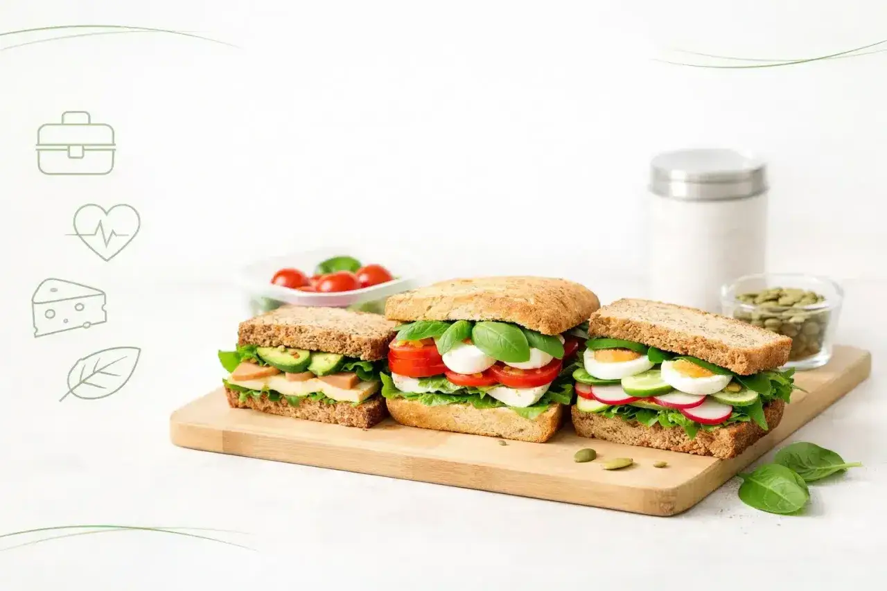 Zdrowe kanapki do pracy: z awokado i serem, caprese oraz jajkiem i rzodkiewką. Idealne na lunch.